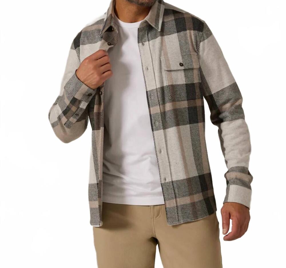 NEW 7DIAMONDS plaid soft knit shirt in beige